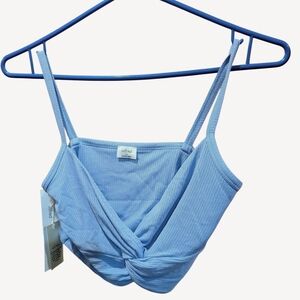 Wilfred Blue Ribbed Crop Top Nwt